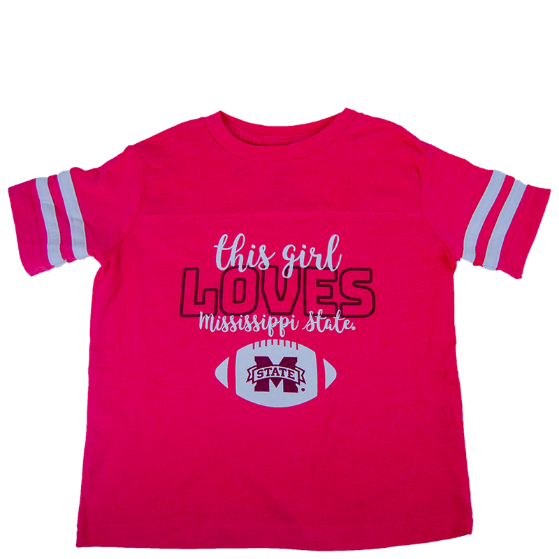 Youth T-Shirt Short Sleeve This Girl Loves Mississippi State Football
