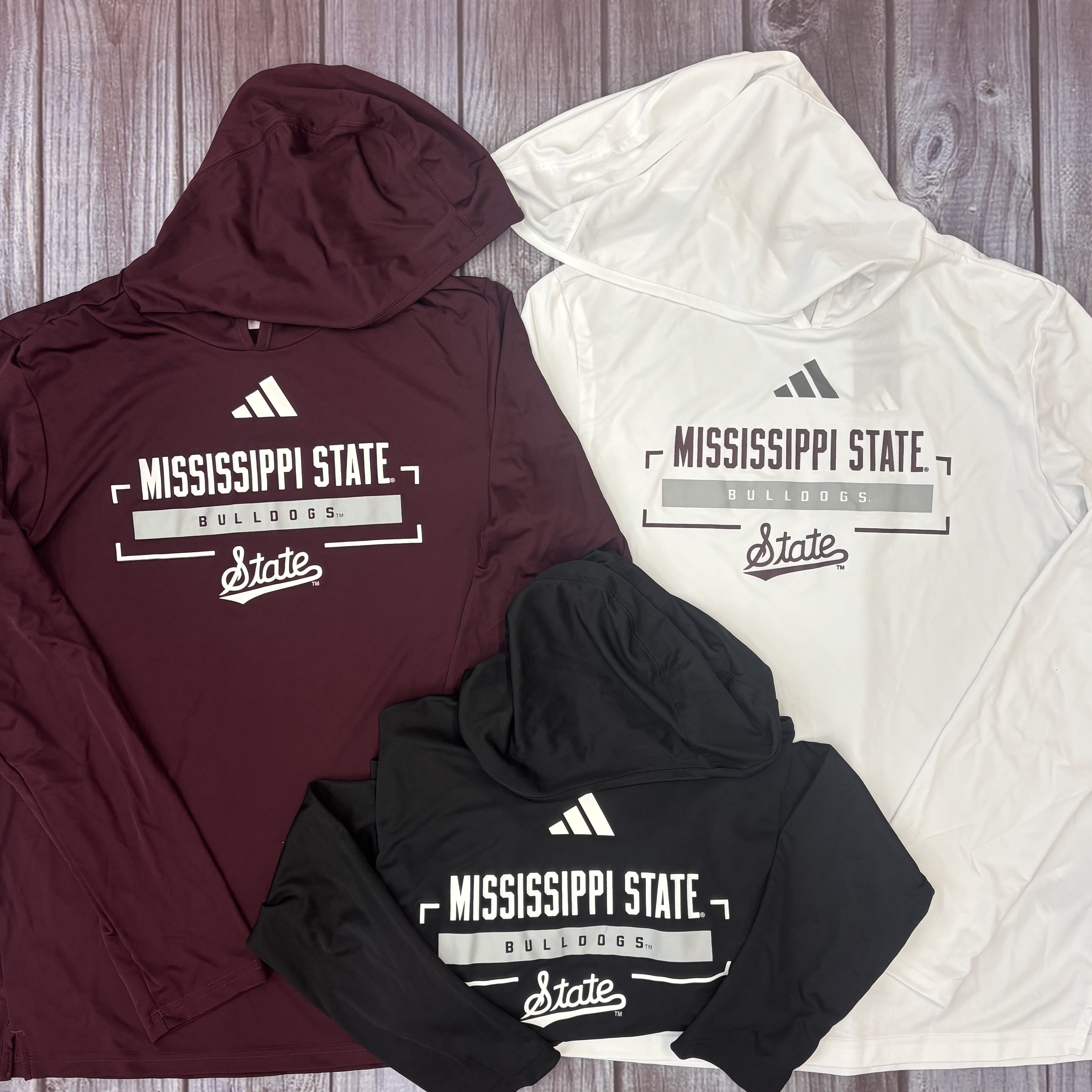 Adidas Long Sleeve Hooded T-Shirt Mississippi State Bulldogs Script State