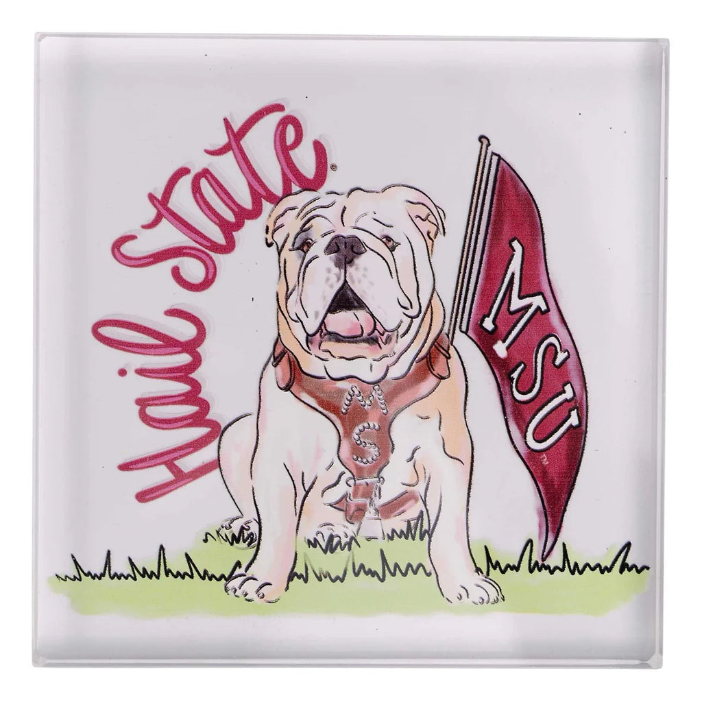 Glory Haus Home Napkn Weight Clr Hail State Script Bulldog Flag MSU