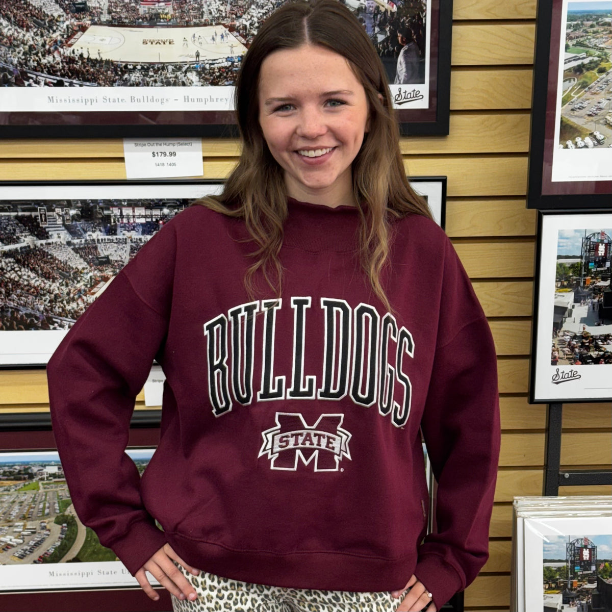 Sweatshirt Mock Crew Crop Bulldogs M-State New Zealand Lingo