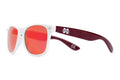 Society43 Glasses Sun Red Lens Maroon Ear Pieces M-State White